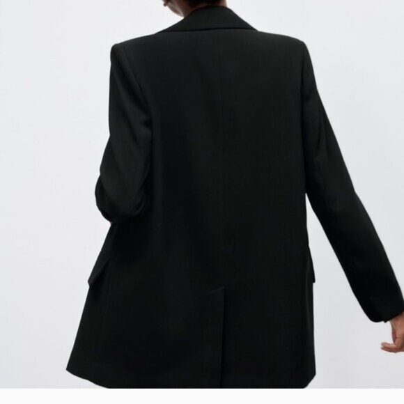 Zara Flowy Oversized Suit Blazer in Black Slouchy Menswear-inspired Women's XL - Picture 7 of 13